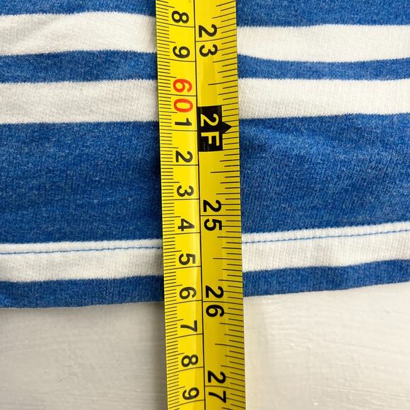 L.L. Bean Mens L Half Button Pullover Hoodie Blue White Striped Long Sleeve - Picture 10 of 11